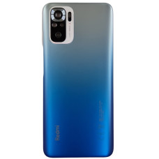 Задняя крышка для Xiaomi Redmi Note 10 4G, Redmi Note 10S, со стеклом камеры (Голубая / Glacier Blue) (Класс А)