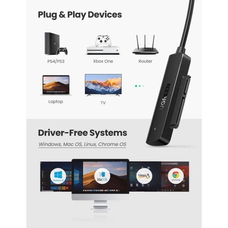 Внешний карман для накопителя UGREEN CM321 USB-A to 2.5-Inch SATA Converter 50cm (UGR-70609)