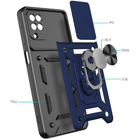 Чехол-Ударопрочный Camshield Serge Ring Samsung Galaxy A22 4G/M22/M32 , Синий