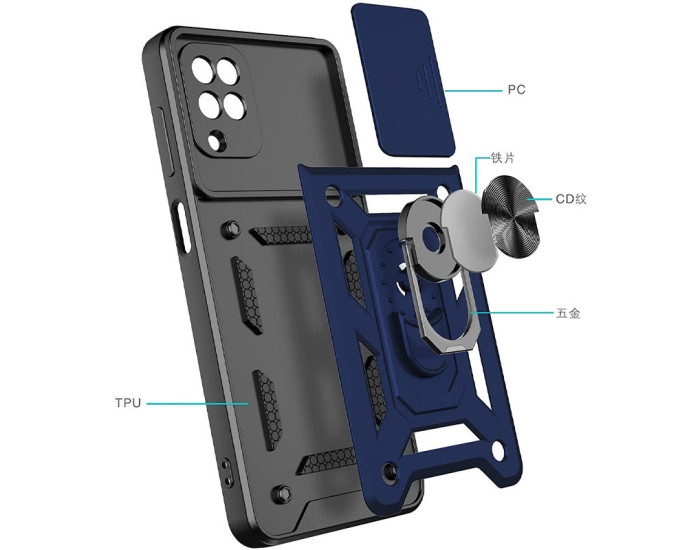 Чехол-Ударопрочный Camshield Serge Ring Samsung Galaxy A22 4G /M22 /M32, Синий