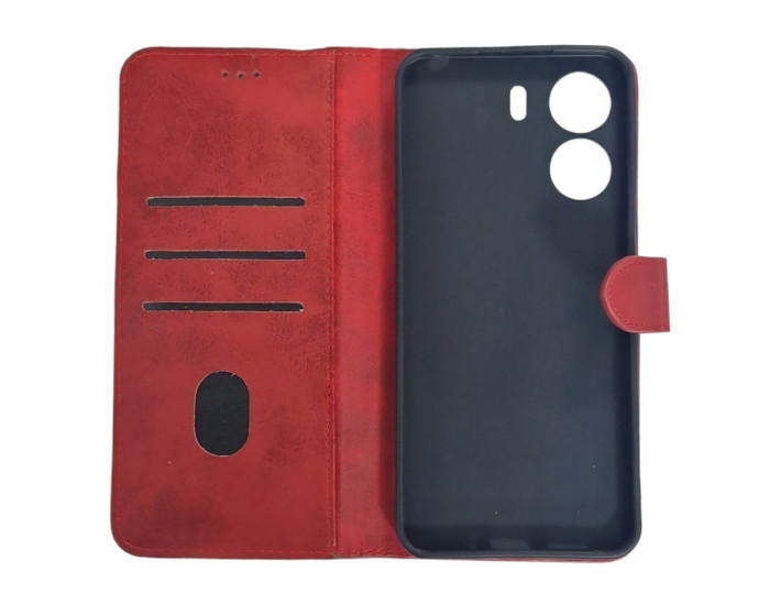 Чохол-книга Leather Folio Xiaomi Redmi 13C / Poco C65 Red (магнітна застібка)