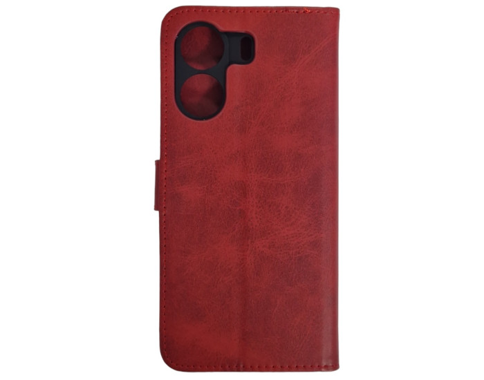 Чохол-книга Leather Folio Xiaomi Redmi 13C / Poco C65 Red (магнітна застібка)