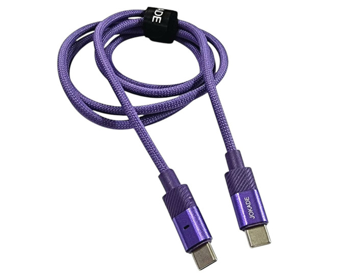 Кабель USB-C Jokade JA031 SHUWU Type-C to Type-C (PD100W) Smart Power-Off fast charging data cable (5A/1.2m) фіолетовий