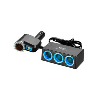 Автомобільний розгалужувач Olesson 1527 1USB/3 гнізда Прикурювача (12V/24V)