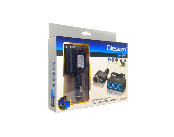 Автомобильный разветвитель Olesson 1527 1USB/3 гнезда прикуривателя (12V/24V)