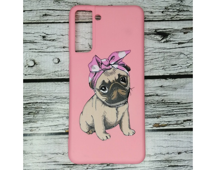 Чохол-силікон Case Art (с мікрофіброю) Samsung S21 Рожевий