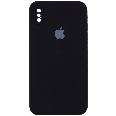 Чехол-силикон оригинал Square Cover Soft Matte Full Camera iPhone X/XS Black (Класс C)