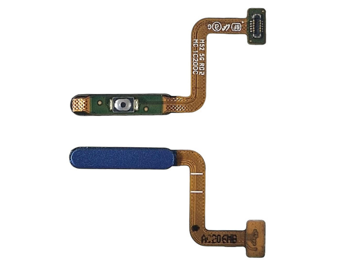 Шлейф для Samsung M526 Galaxy M52 /M52 5G с кнопкой включения, сканер отпечатка пальца (Touch ID) синий, оригинал