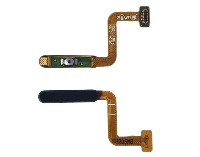 Шлейф для Samsung M52 Galaxy M525 с кнопкой включения, сканер отпечатка пальца (Touch ID) черный, оригинал