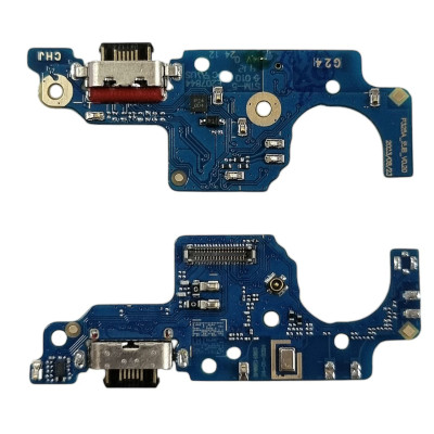 Шлейф для Motorola XT2423-3 Moto G24, конектора зарядки, мікрофона, з компонентами, High Copy