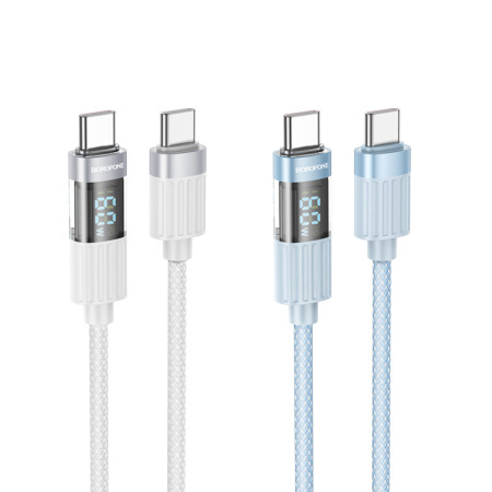 Кабель USB-C Borofone BU46 Basic PD60W Type-C to Type-C with Display 1.2m Silver