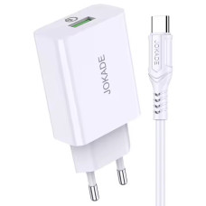 Сетевое зарядное устройство Jokade JB050 ZHUOTU (QC3.0 18W)+ USB кабель Type-C Белый