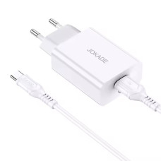 Мережеве зарядний пристрій Jokade JB050 ZHUOTU (QC3.0 18W) + USB Кабель Type-C Білий