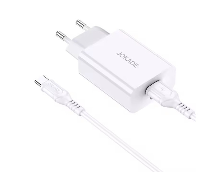 Мережеве зарядний пристрій Jokade JB050 ZHUOTU (QC3.0 18W) + USB Кабель Type-C Білий