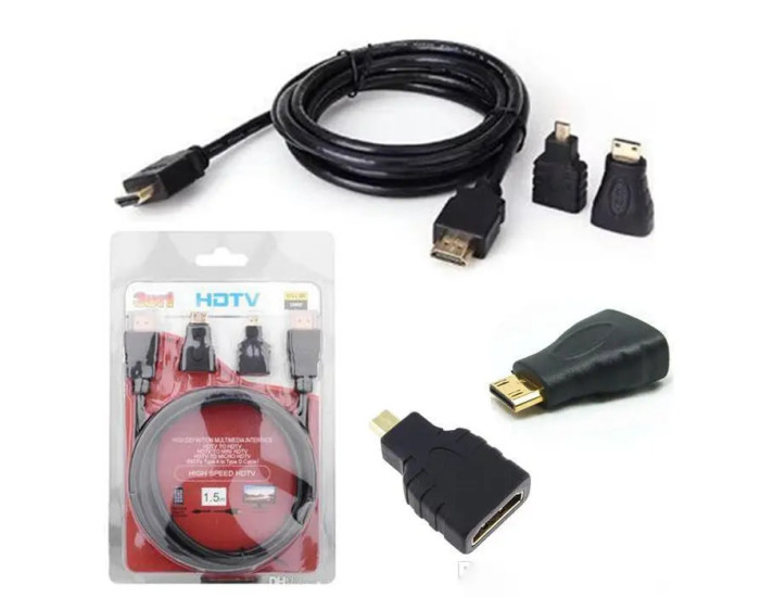 Кабель HDMI- HDTV H-1 3в1 (HDMI + Micro HDMI + Mini HDMI) 1.5m