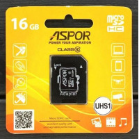 Карта памяти Aspor MicroSDHC 16GB UHS-I (Class 10) + SD adapter