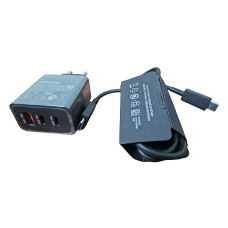 Мережеве зарядний пристрій Samsung 65W PD (2 USB-C+USB-A) з кабелем Type-C to Type-C, (EP-TA800NBE) чорний