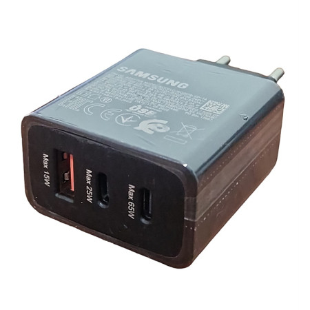 Сетевое зарядное устройство Samsung 65W PD (2 USB-C+USB-A) с кабелем Type-C to Type-C, (EP-TA800NBE) Черный