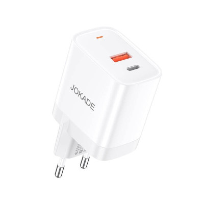 Мережеве зарядний пристрій Jokade JB081 GUANGFENG (PD30W+QC3.0) (USB-A+USB-C) Білий