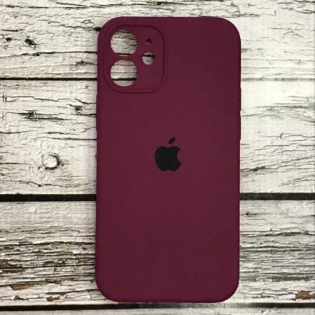 Чехол-силикон оригинал Soft Matte Full Camera iPhone 12 Mini Бордовый