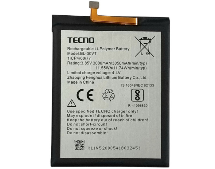 Акумулятор Tecno BL-30VT Tecno Pop 1S Pro /Pop 2S Pro /Pop 2 Pro /Infinix Smart 2 Pro, 3050 mAh, оригінал