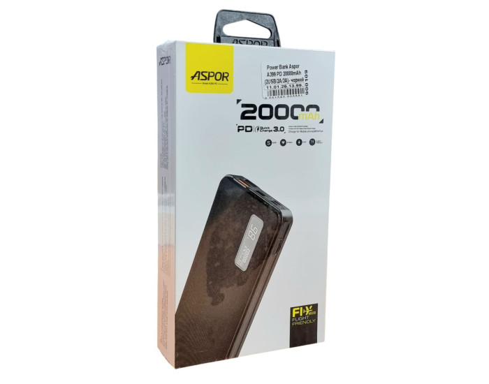 Портативная батарея Aspor A399 PD 20000mAh (QC3.0 / 74Wh) черный
