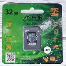 Карта памяти Aspor MicroSDHC 32GB UHS-I (Class 10) + SD adapter