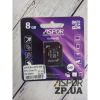Карта пам'яті Aspor MicroSDHC 8GB UHS-I (Class 10) + SD adapter