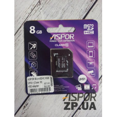 Карта памяти Aspor MicroSDHC 8GB UHS-I (Class 10) + SD adapter