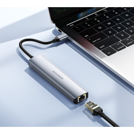 Переходник-адаптер USB HUB Borofone DH16 Buddy PD 100W 6-in-1,  серый