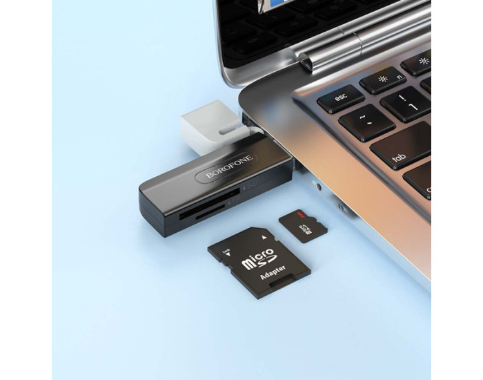 Адаптер Картридер USB Borofone DH9 Wisdom 2-in-1 (Card Reader) USB 2.0