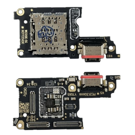 Шлейф для Vivo Y23e, коннектора зарядки, микрофона, с компонентами, High Copy
