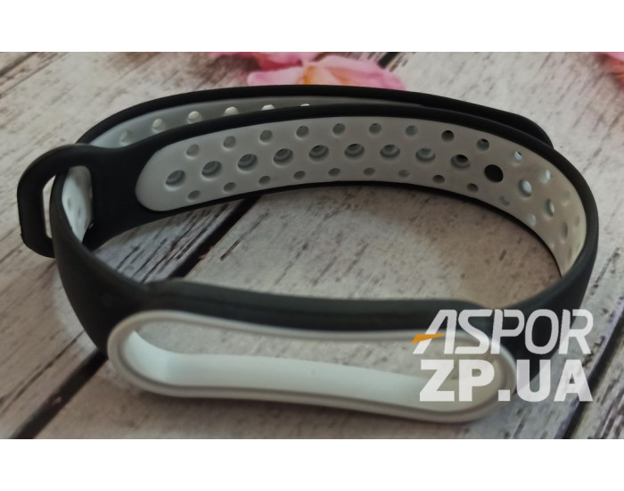 Ремешок для Xiaomi Mi Band 5/6, Nike №5 (черно/ белый)
