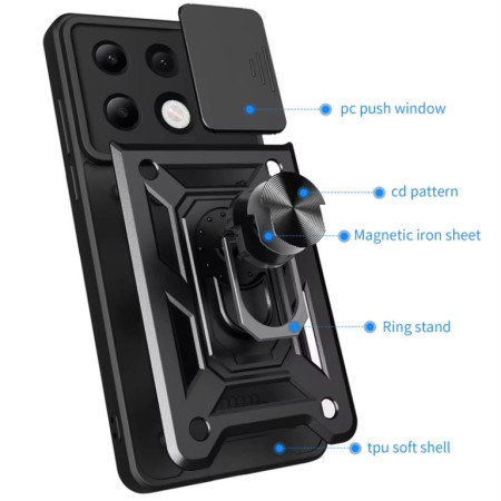Чехол-Ударопрочный Camshield Serge Ring Xiaomi Note 13 Pro 4G / Poco M6 Pro 4G, Черный (Класс B)