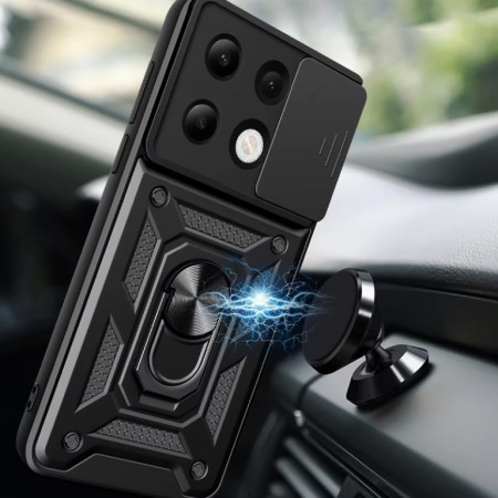 Чехол-Ударопрочный Camshield Serge Ring Xiaomi Note 13 Pro 4G / Poco M6 Pro 4G, Черный (Класс B)