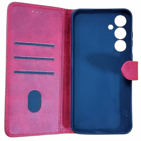Чехол-книга Leather Folio New Samsung A35 (магнитная застежка) красный