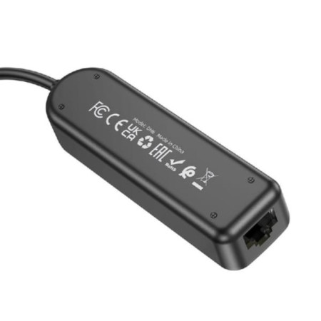 Переходник USB HUB Borofone DH6 Erudite (3 порта*USB3.0+RJ45) 0.2м Black