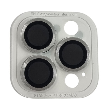 Защитное стекло Metal Classic на камеру iPhone 16 Pro /16 Pro Max (Серебряный / Silver)
