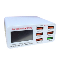 Зарядний пристрій WLX-896 40W/QC 6USB (5V-3A/9V-2A/12V-1.5A) MAX 5V/8A