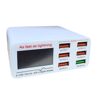 Зарядное устройство WLX-896 40W/QC 6USB (5V-3A/9V-2A/12V-1.5A) MAX 5V/8A