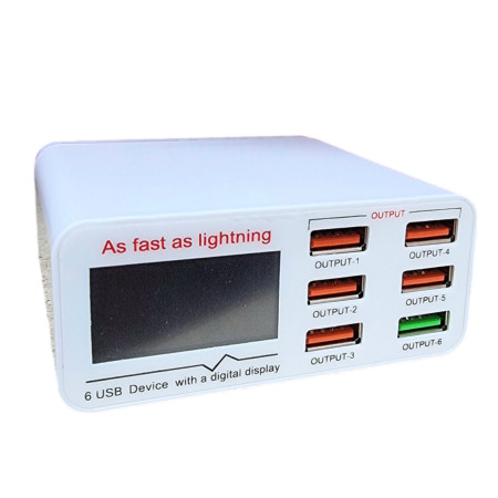 Зарядний пристрій WLX-896 40W/QC 6USB (5V-3A/9V-2A/12V-1.5A) MAX 5V/8A