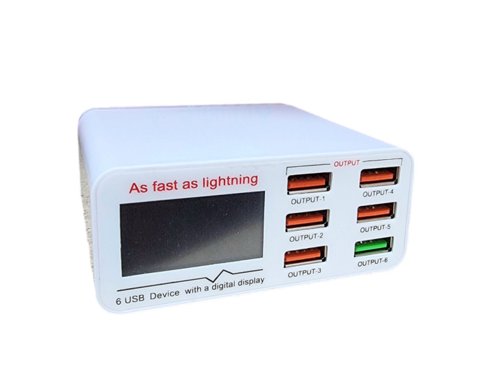 Зарядное устройство WLX-896 40W/QC 6USB (5V-3A/9V-2A/12V-1.5A) MAX 5V/8A