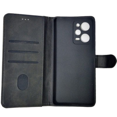Чохол-книга Leather Folio New Xiaomi Redmi Note 12 Pro 5G / Poco X5 Pro 5G (магнітна застібка) (Черный/Black)
