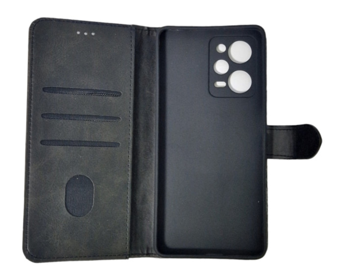 Чохол-книга Leather Folio New Xiaomi Redmi Note 12 Pro 5G / Poco X5 Pro 5G (магнітна застібка) (Черный/Black)