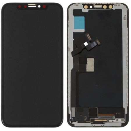 Дисплей с сенсорным экраном (модуль) iPhone X, черный, переклейка (Класс А)