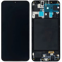 Дисплей с сенсорным экраном (модуль) Samsung A205 A20, M107 M10s,черный, с рамкой, TFT