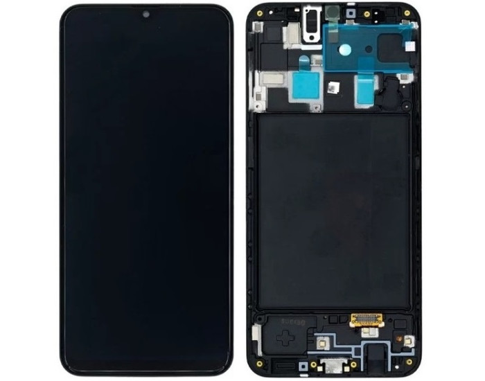 Дисплей з сенсорним екраном (модуль) Samsung A205 A20 , чорний з рамкою, TFT