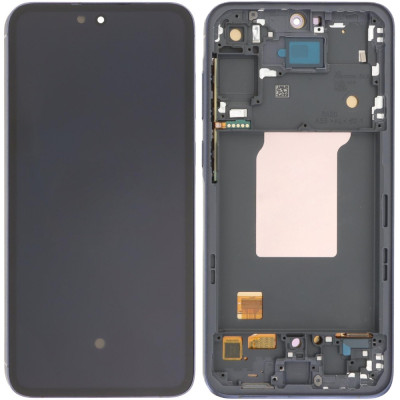 Дисплей з сенсорним екраном (модуль) Samsung A556 A55 5G, чорний, Blue Navy з рамкою, OLED