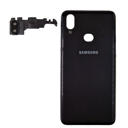 Задняя панель корпуса для Samsung A107F/DS Galaxy A10s, черная со стеклом камеры (Класс B)