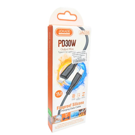 Кабель USB-C Jokade JA035 JINKE series Sillicone (PD100W/1m) Type-C to Lightning черный